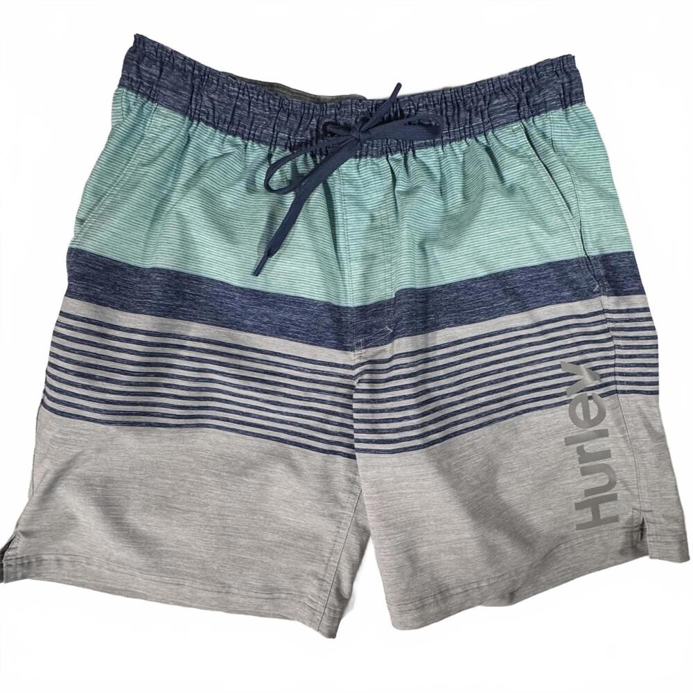 Hurley Board Shorts Men's XL Multicolor Quick Dry Stripe‎ Logo Swim Surf Beach